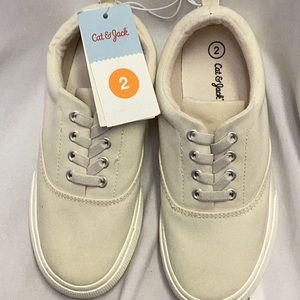 Boys' Tyler Slip-On Sneakers - Cat & Jack- creamy white - sz 2 - new